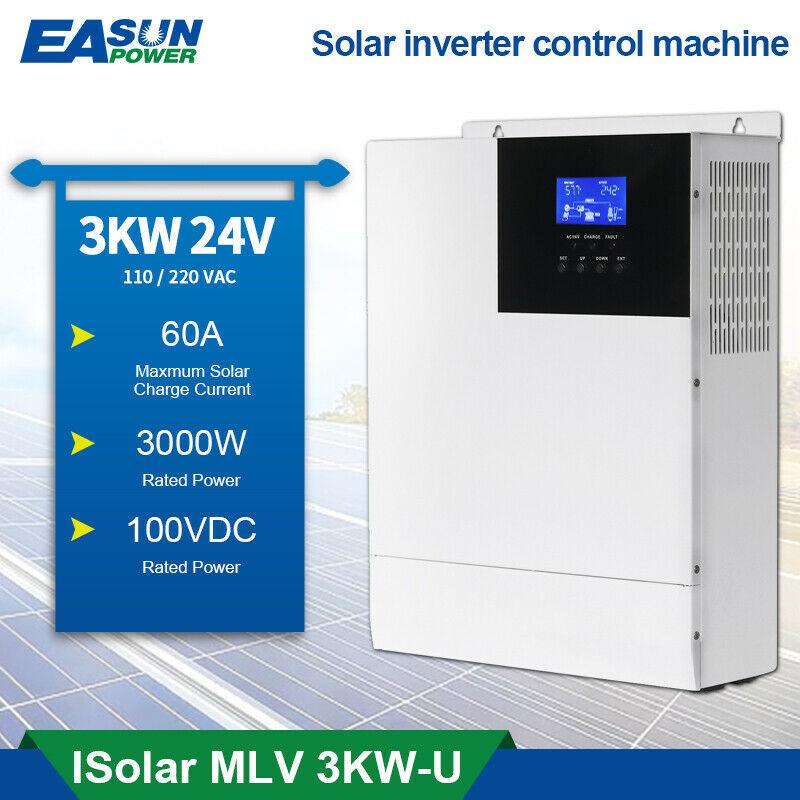 100A MPPT 3KW Off-Grid Solar Inverter 110VAC/120VAC 24V Pure Sine Wave Inverter
